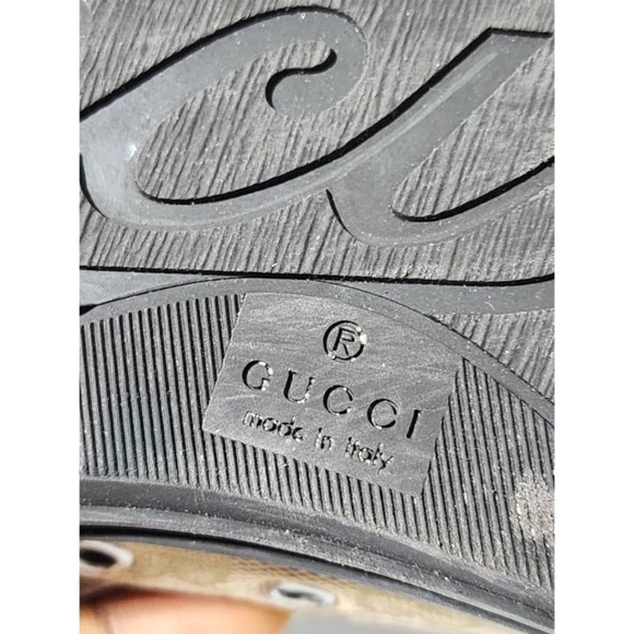 Authentic Gucci Leather And Monogram Canvas Lace Up Sneakers Brown/Beige Size 7. - Picture 16 of 16
